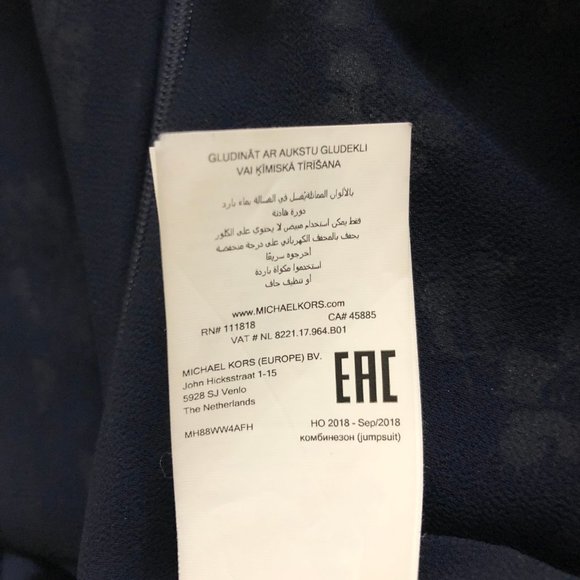 MICHAEL KORS Navy Floral Print Georgette Jumpsuit - Picture 7 of 11